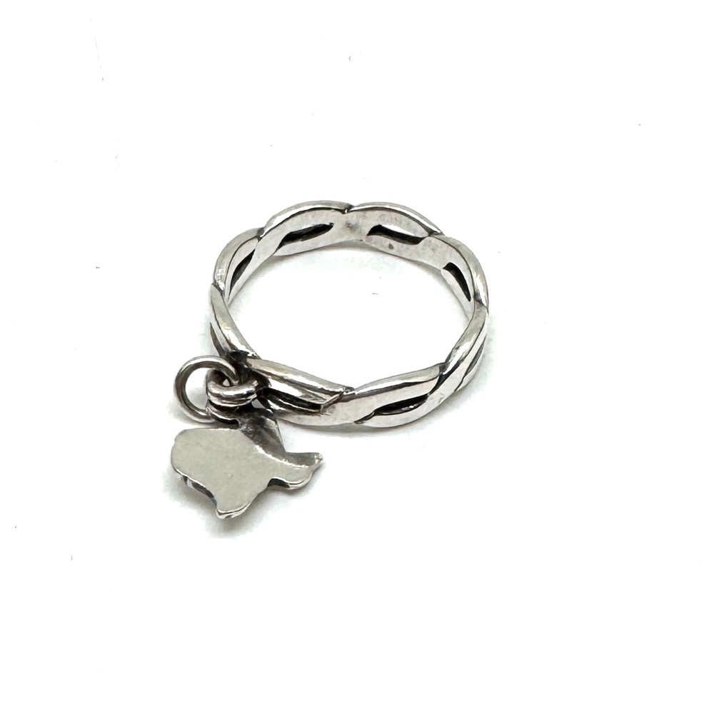 Vintage James Avery Sterling Silver Texas Charm Ring Braided Band Size 4 1/2 - Picture 4 of 8